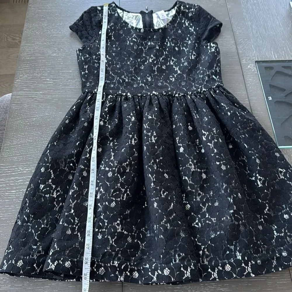 Justice Girl’s Size 10 Black Silver Dress Casual Formal Special Wear Lace EUC